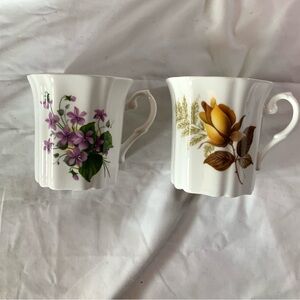 2X Royal Grafton Fine Porcelain Floral White Mug‎ Set